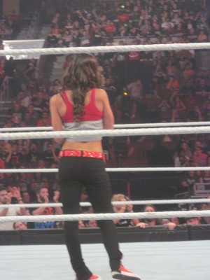 AJ Lee in the middle of the ring