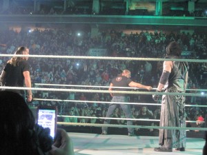 HHH enters the ring after Shawn Michaels and The Undertaker