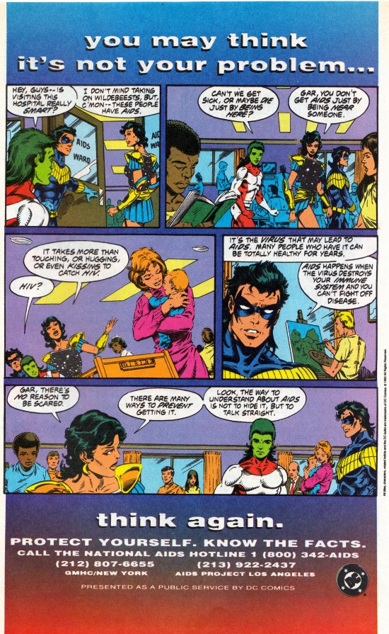 Nightwing, Beast Boy, and Wonder Girl AIDS PSA