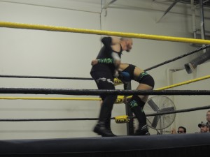 Qefka The Quiet, Brittany Blake, and Kit Osbourne vs Preacher Finneus James, Brooke Danielle, and Galloping Gary at CZW Dojo Wars VII 04