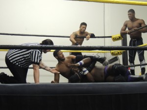 Frankie Pikard, Nate Carter, and Dave McCall vs Lennon Duffy, Marcus Clutch, and Slugger Clark at CZW Dojo Wars XVIII 03