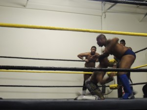 Frankie Pikard, Nate Carter, and Dave McCall vs Lennon Duffy, Marcus Clutch, and Slugger Clark at CZW Dojo Wars XVIII 06